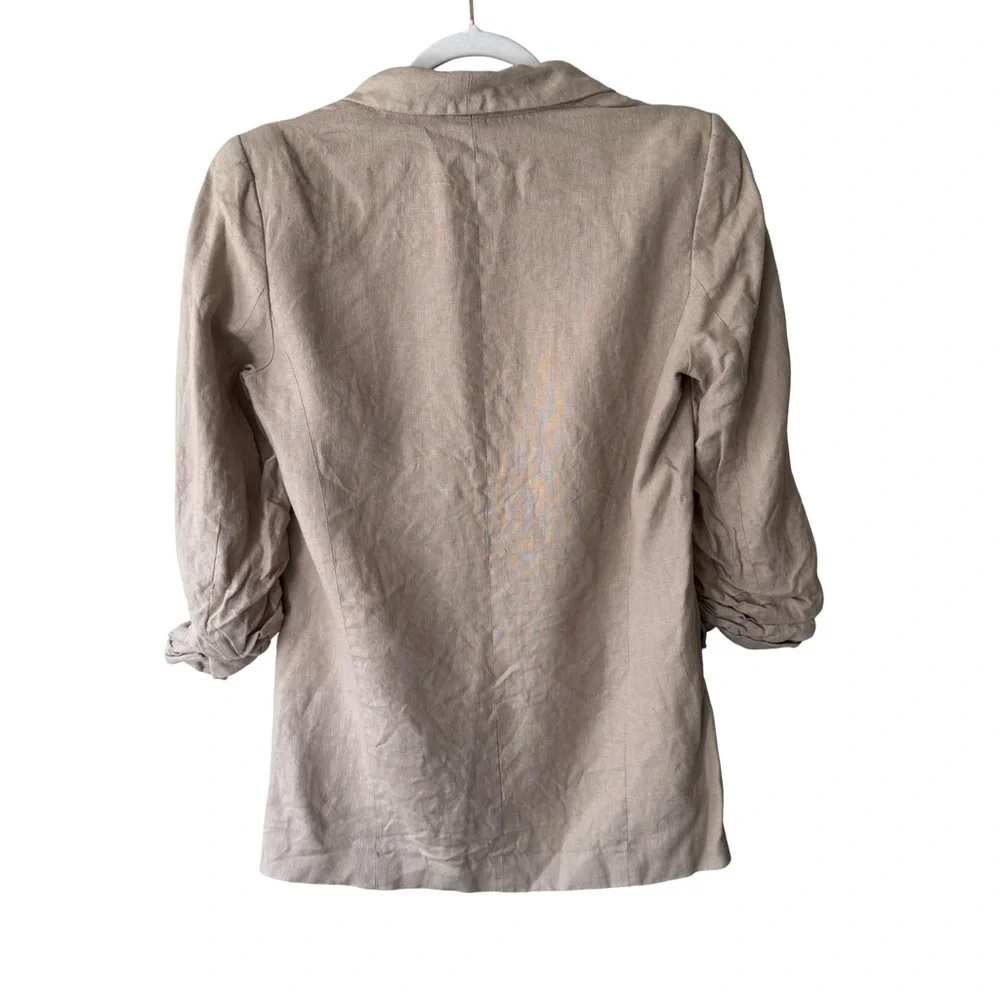 Zara Beige Linen Blend Open Textured Blazer Size XS Casual Business Office Work - Picture 2 of 12